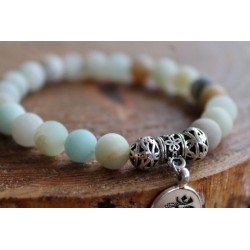 copy of Bracelet in Amazonit8 mm beaded yoga bracelet 17.5 cm inner circumference OM pendant