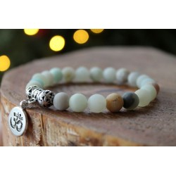 copy of Bracelet in Amazonit8 mm beaded yoga bracelet 17.5 cm inner circumference OM pendant
