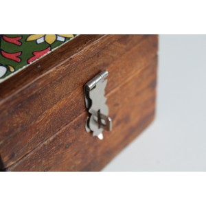 copy of Holzkästchen mit bemalter Keramikfliese (Hellblau)