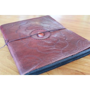 2. Wahl: Fotoalbum Leder mit einem Stein 34x27 cm - LEDER-ST50