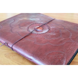 2. Wahl: Fotoalbum Leder mit einem Stein 34x27 cm - LEDER-ST50