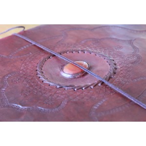 2. Wahl: Fotoalbum Leder mit einem Stein 34x27 cm - LEDER-ST50