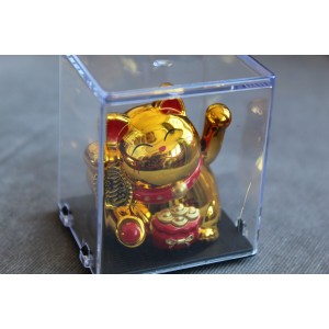Maneki-neko Winkekatze – Glücksbringer & Dekofigur mit Solarbetrieb Gold