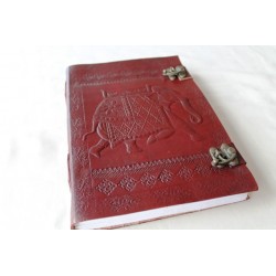 2. Wahl: Leder Tagebuch / Notizbuch mit Elefanten Motiv 25x18 c