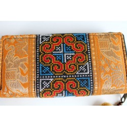 Geldbörse Brieftasche Boho mit Hmong Stoff Elefant - BÖRSE615