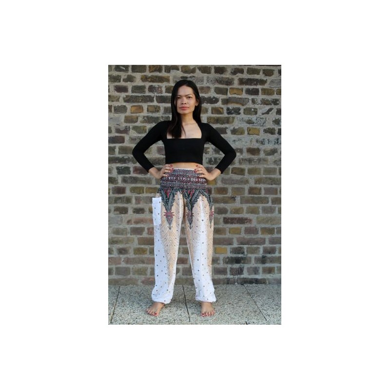 Haremshose Yogahose Hippiehose Weiß / Beige Größe S
