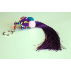 Schlüsselanhänger Taschenanhänger Quaste / Wollknäul Violett ca. 24 cm