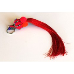 Schlüsselanhänger Taschenanhänger Quaste / Wollknäul Rot2 ca. 24 cm